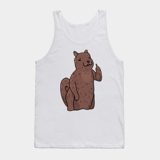 Grumpy Squirrel Holding Middle finger funny gift Tank Top